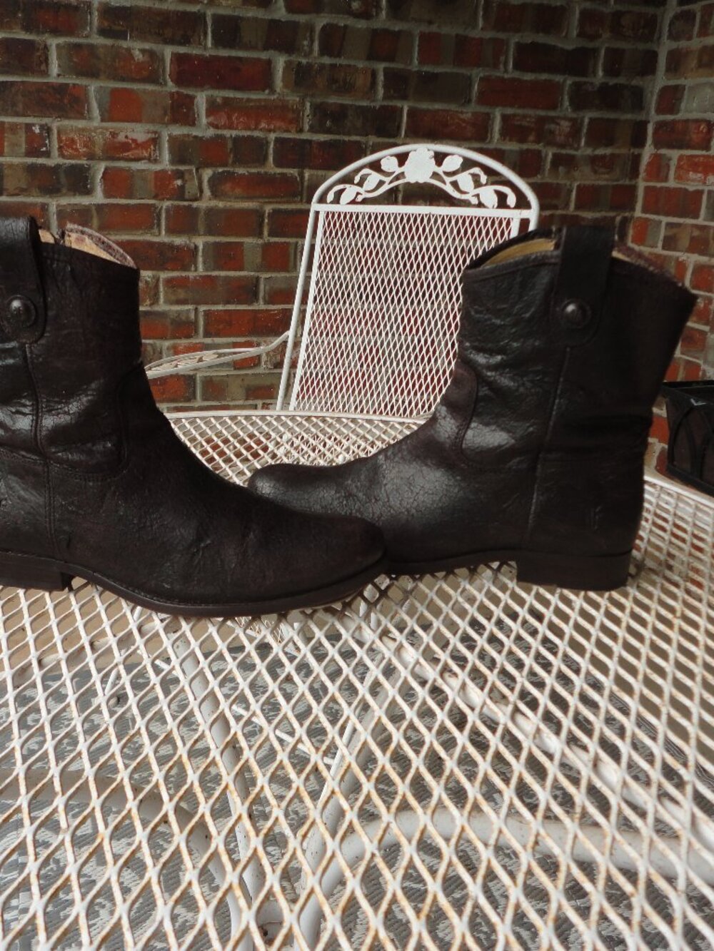 FRYE Brown Leather Distressed Zipper Ankle Boots Size 8B - Picture 6 of 11
